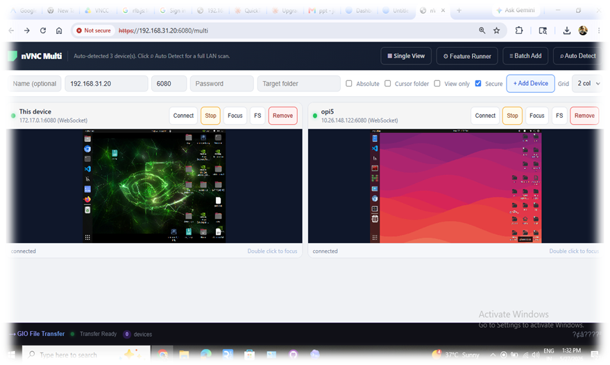 EdgeDesk Edge Grid showing multiple devices with live thumbnails